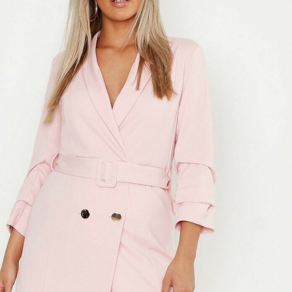 Sexy NWT Boohoo belted pink blazer mini dress, US sz 18 - Picture 1 of 9